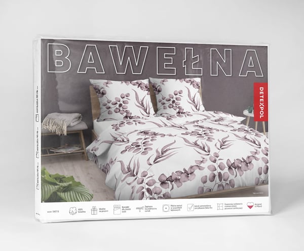 Puuvilla-vuodevaatteet 160x200 kukat lehdet vaaleanpunainen heather
