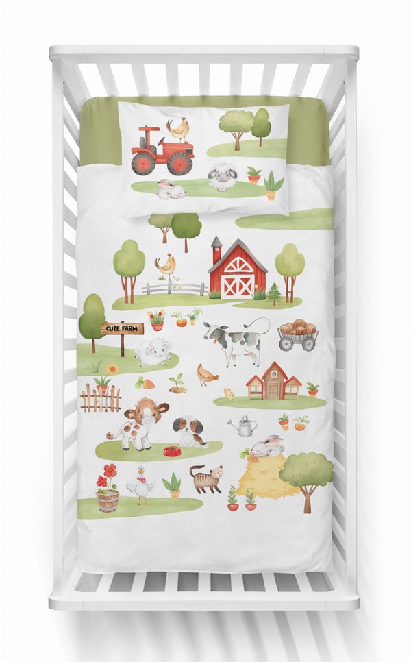 Babysängkläder 90x120 traktor farm bomull