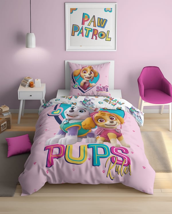 PAW PATROL Koularin nukkumasetit 160x200 cm pinkki ja fosforoivat