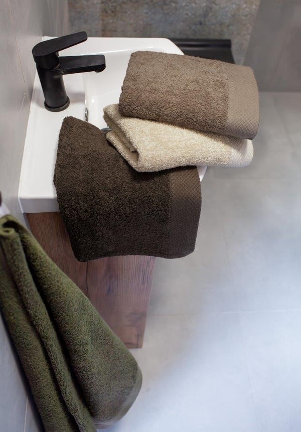Håndklæde 50x90 Boho tykt grønt 100% bomuld 500g blødt Premium