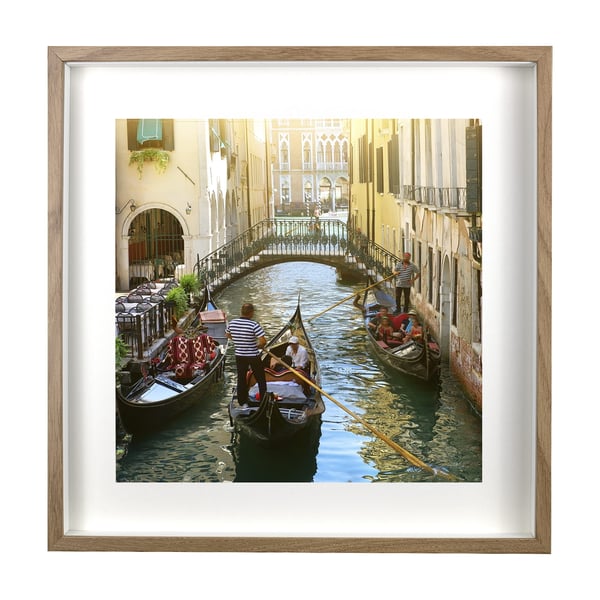 3D fotoramme, dyb æske, rumlig, 50x50 cm, firkantet, egetræ