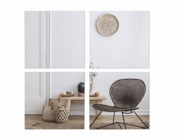 Neliönmuotoiset peilit tarrakiinnitykseen, sarja 40x40 cm, 4 kpl, 0,8 m², BD art
