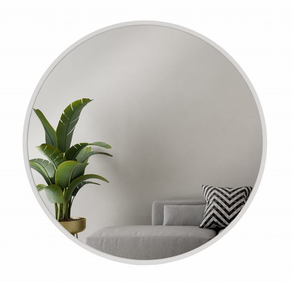 BD Rund skandinavisk träspegel 60 cm vit