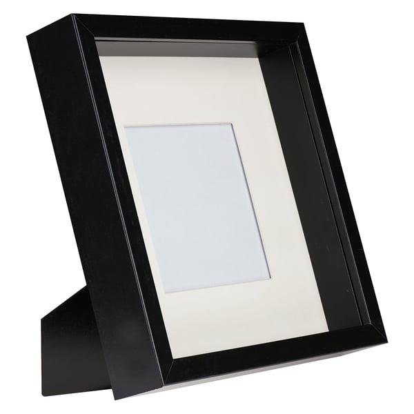 3D-fotoram i låda, djup, rumslig, 23x23 (25x25) cm, fyrkantig, svart