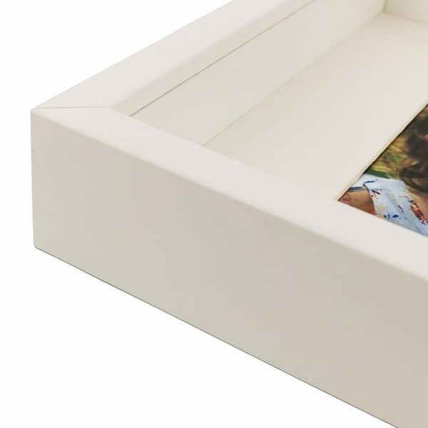 3D-æskeramme dyb til fotos, souvenirs, buketter 28x35cm (20x25) hvid med passepartout