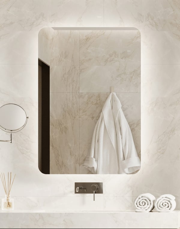 Luna rektangulär badrumsspegel med LED-belysning 60x80 cm rundade hörn IP 44