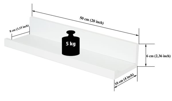 BD ART billedhylde 50 cm hvid (P)