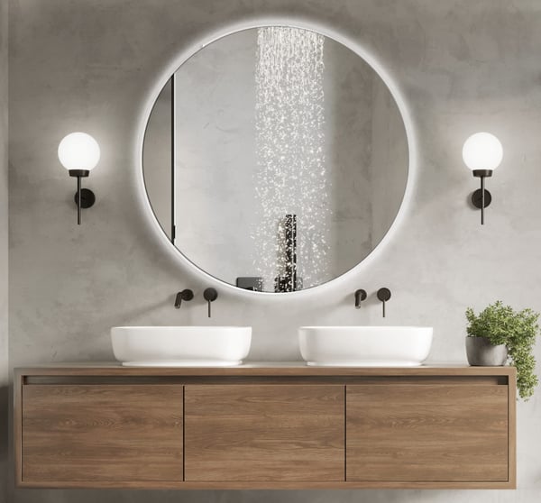 Luna rund badrumsspegel med LED-belysning, diameter 80 cm, IP 44