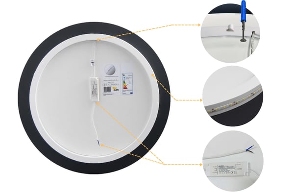 Luna rund badrumsspegel med LED-belysning, diameter 80 cm, IP 44