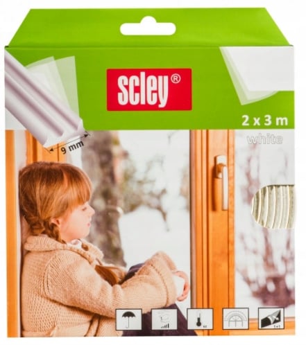 Gummitätning för PVC-fönster och dörrar, vit, E-profil, 2x3m
