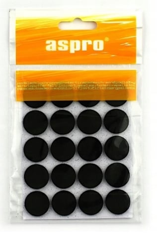 Selvklæbende filtpuder, sorte, diameter 20 mm, 20 stk.