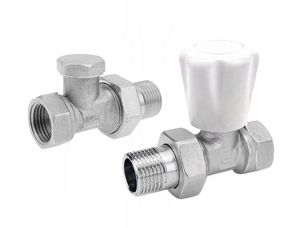 Lige radiatorsæt 1/2" hvid knap Lige radiatorsæt 1/2" hvid knap
