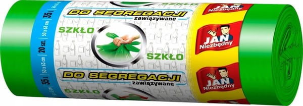 Vihreät lasipussit lajitteluun kahvoilla 35 l