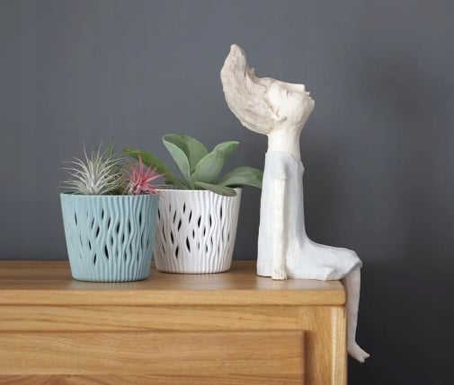 Sandy Rund plastik urtepotte med indsats, hvid, 11 cm