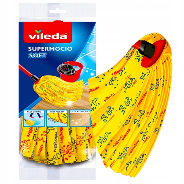 Stribet moppe med stav Vileda SuperMocio Blød 125 cm