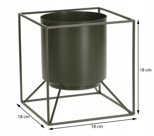 Metallstående blomställ med stativ, grönt, 18 cm