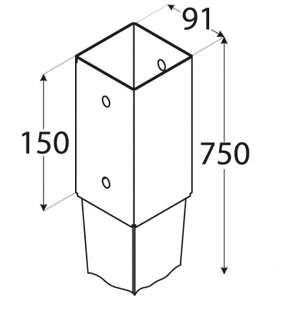 Pilarijalka, vasaroitava ankkuri, 90x90x750 mm
