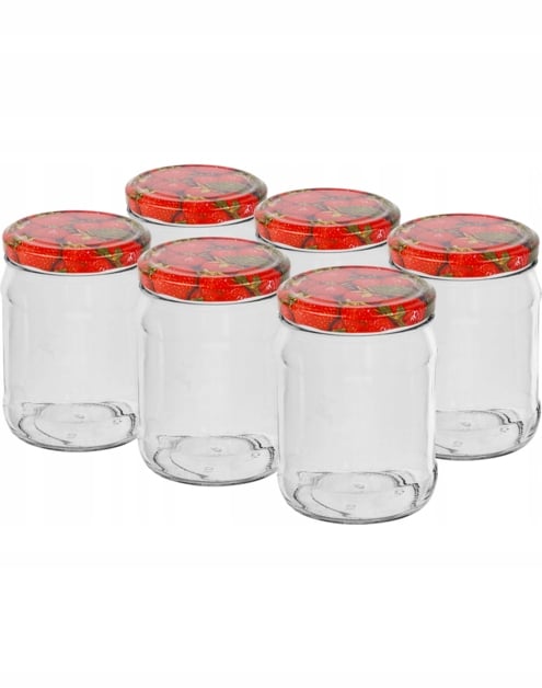 Glasburk för sylt med lock 500ml 6 st