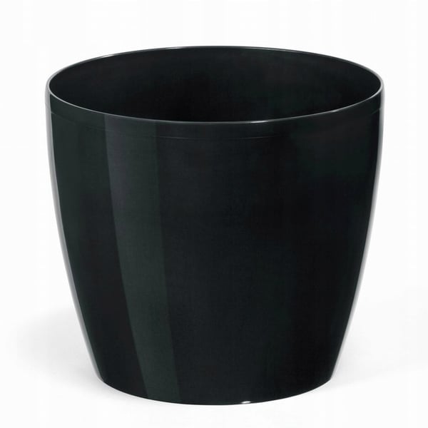 Svart plastkruka med lock, 13,5 cm, Magnolia
