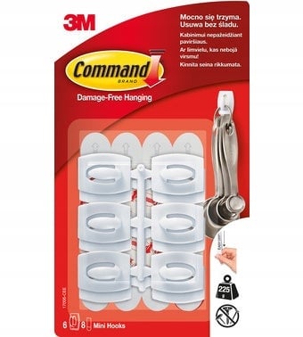 Command-itseliimautuvat koukut 6 kpl
