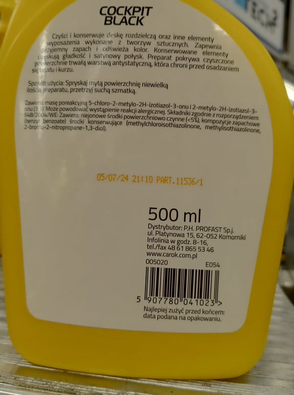 Auton kojelaudan kiillotusneste sitruuna 500ml