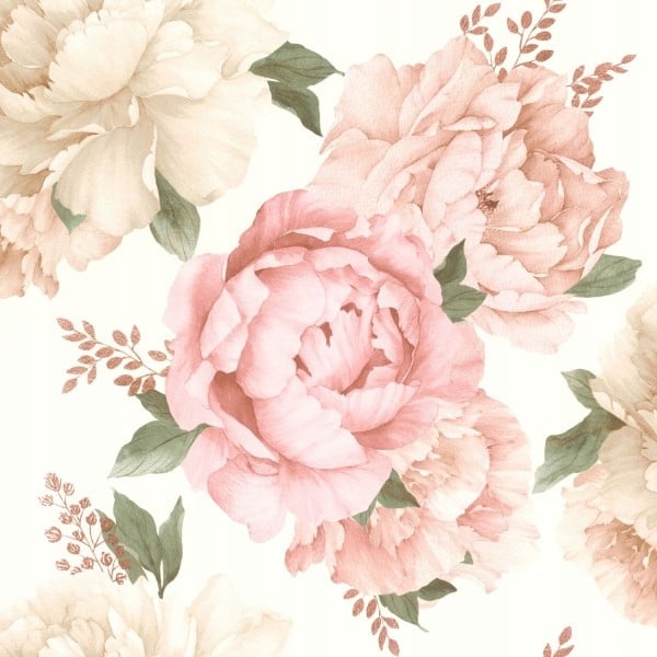 Papperstapet vägg rosa blommor 10m