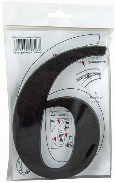 Husnummer 6 eller 9 svart 19 cm