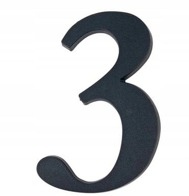 Husnummer 3 svart 19 cm