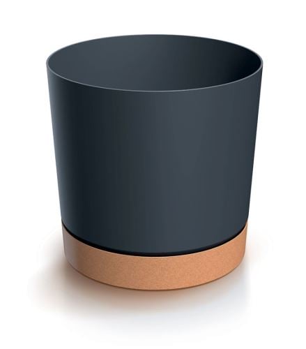 Tubo rund urtepotte med underkop, antracit, 23,9 x 23 cm