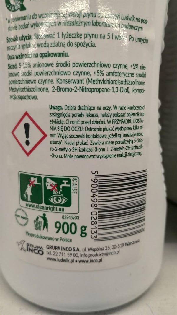Flydende opvaskemiddel Ludwik mynte 900 g