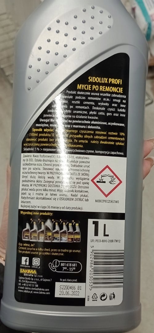 Rengøringsvæske efter renovering Sidolux 1 liter