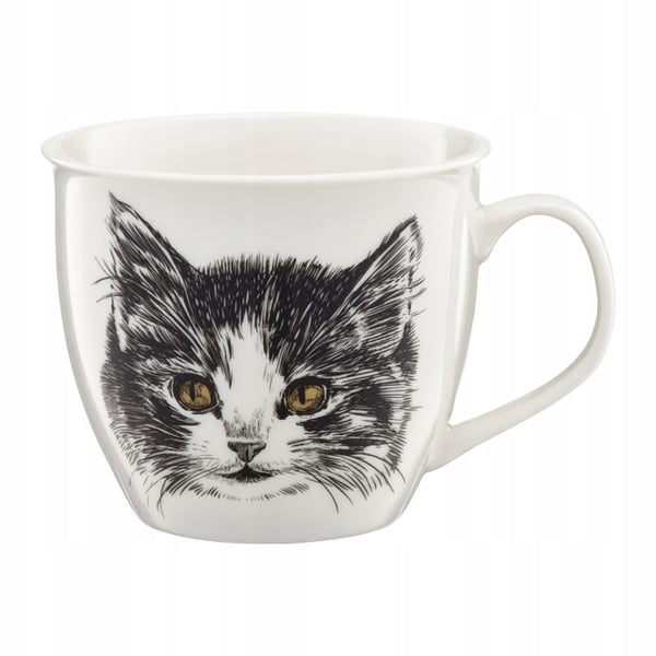 Ambition Vit porslinsmugg med katt 550 ml