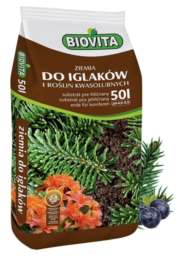 Jord til nåletræer og surhedselskende planter Biovita 50l
