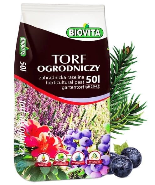 Hapan turve mustikoille, puutarhanhoitoon, 50L