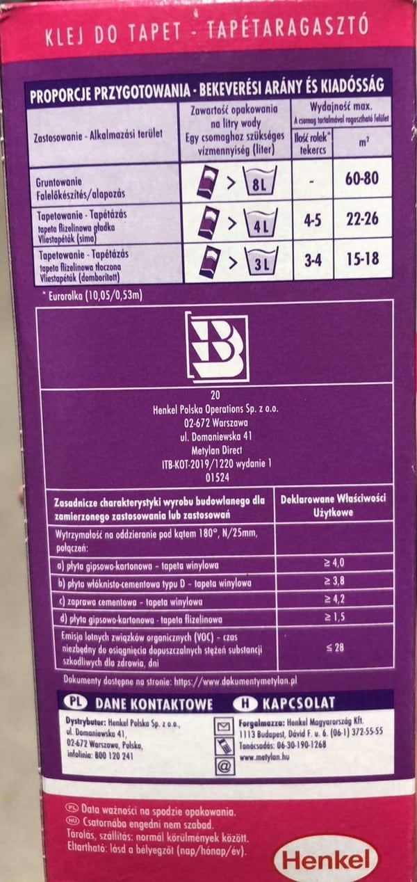 Methylan Direct 200g vinyl tapetlim på non-woven stof