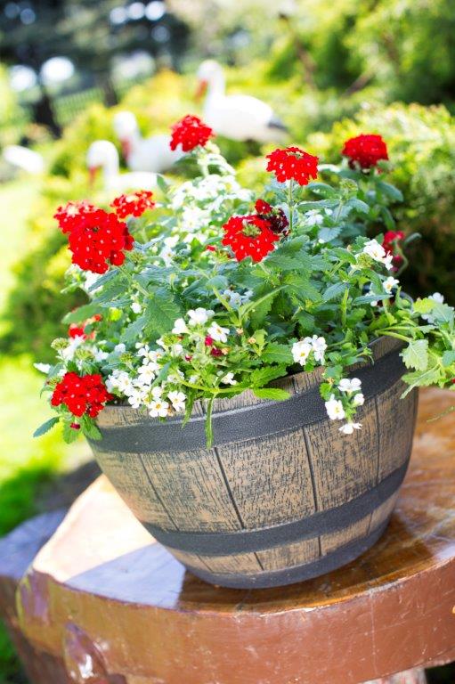 Blomsterpotte træimitation mørkebrun 40 cm Barrel