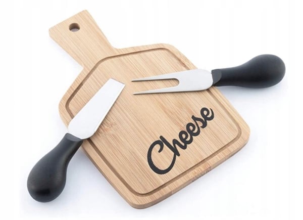 Serveringsbræt til oste med knive