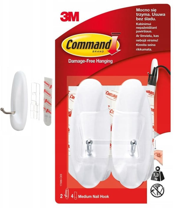 Command-tarrakoukut, valkoiset, 2 kpl, 1,3 kg