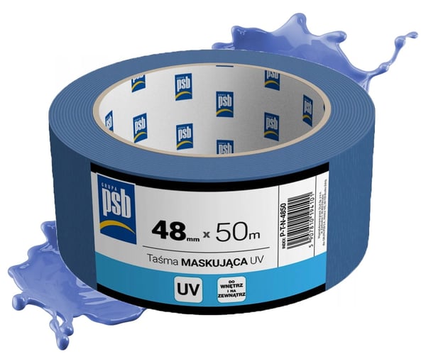 Sininen UV-maalarinteippi PSB 48 mm x 50 m