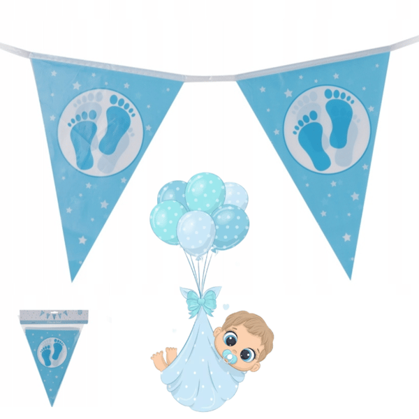 Fødselsguirlande babyshowerdekoration 3,5 m
