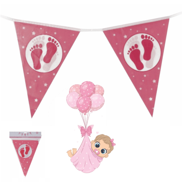 Fødselsguirlande babyshowerdekoration 3,5 m