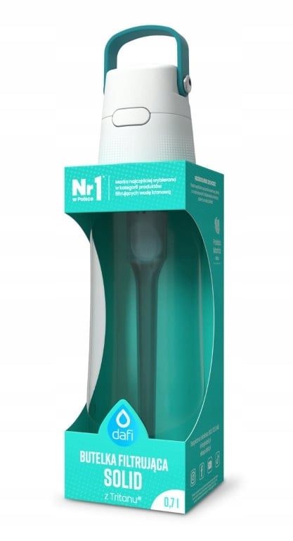 Dafi Solid flaske til vand med turkis filter 0,7 l i Tritan