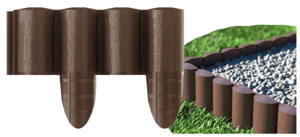 Havepalisade, plastik, brun, 2,4 m, græsplæne