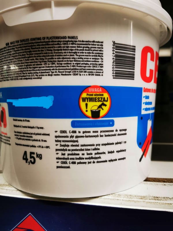 Båndfri spartelmasse til gipsplader 4,5 kg
