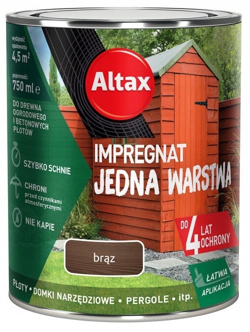 Impregnering én lag til træ og beton brun 0,75 l