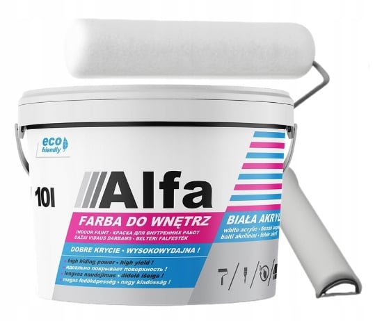 Hvid dækkende akryl vægmaling Alfa 9l