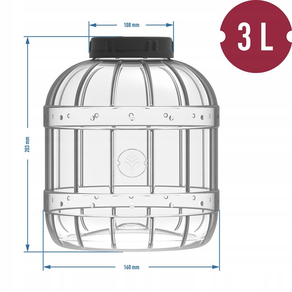 Plastburk med pickles och lock, 3 l