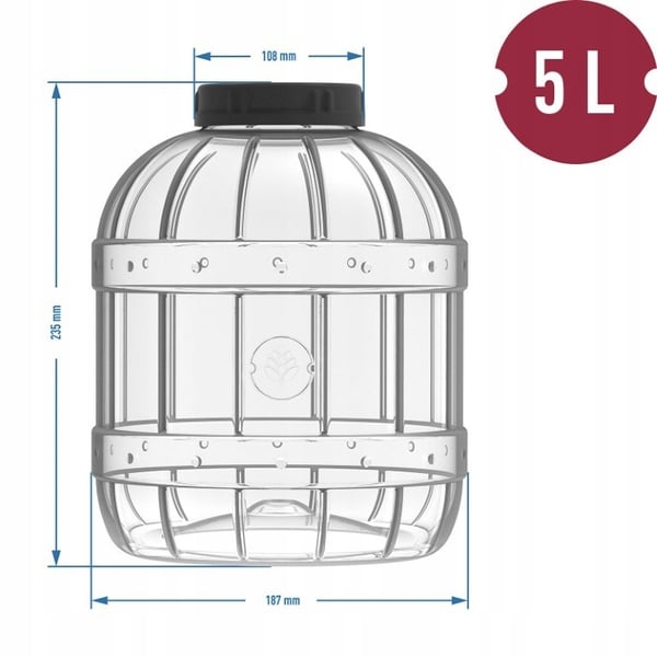 Multifunktionel plastkrukke til agurker med låg, 5 liter