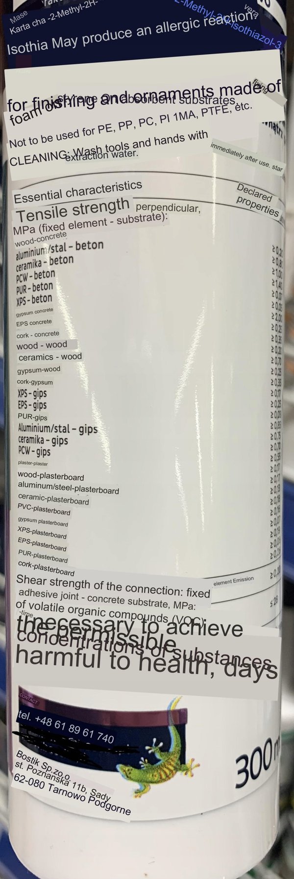 Liima kipsilevyille, stukkokiville ja polystyreenille 300 ml
