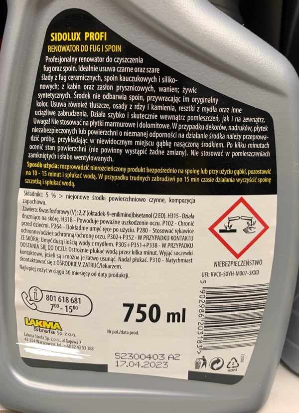 Sidolux rengøringsmiddel til fuger og samlinger 750 ml